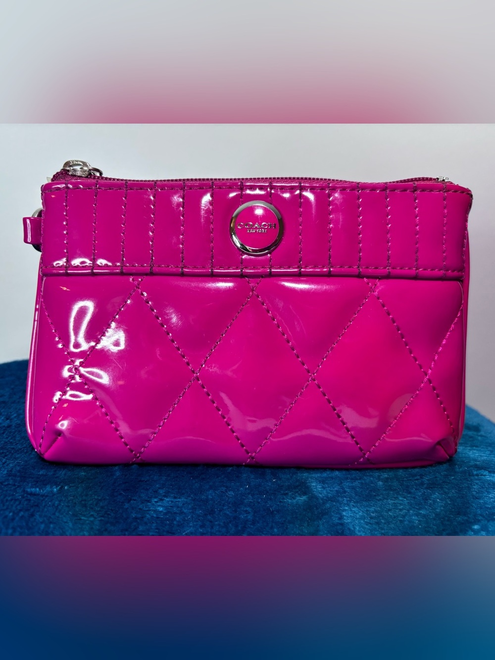 COACH Quilted Patent Leather Wristlet - Hot Pink